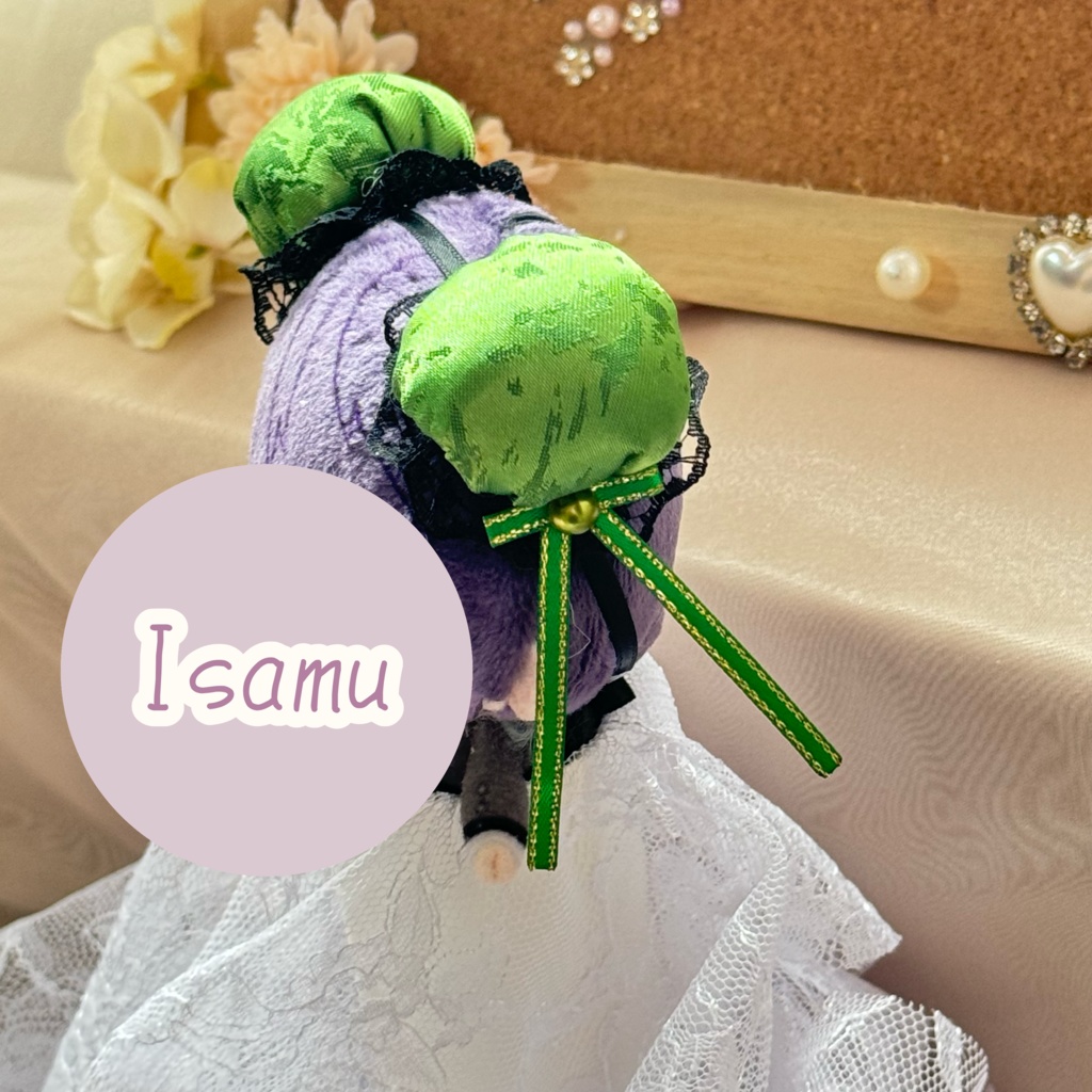 ぬい服ヘッドドレス チャイナヘッドドレス 【グリーン×ブラック】