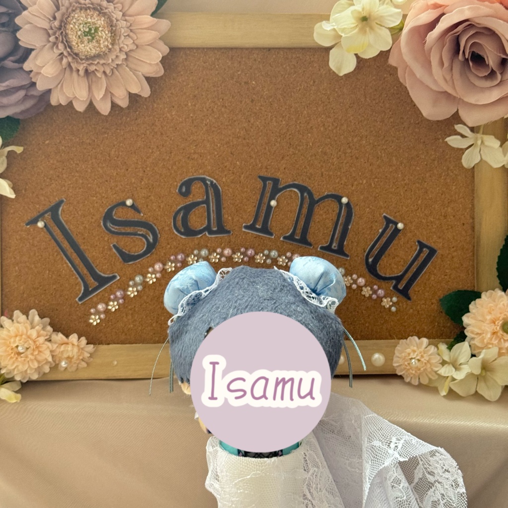 ぬい服ヘッドドレス チャイナヘッドドレス 【水色×ホワイト】