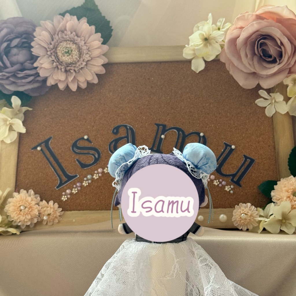 ぬい服ヘッドドレス チャイナヘッドドレス 【水色×ホワイト】