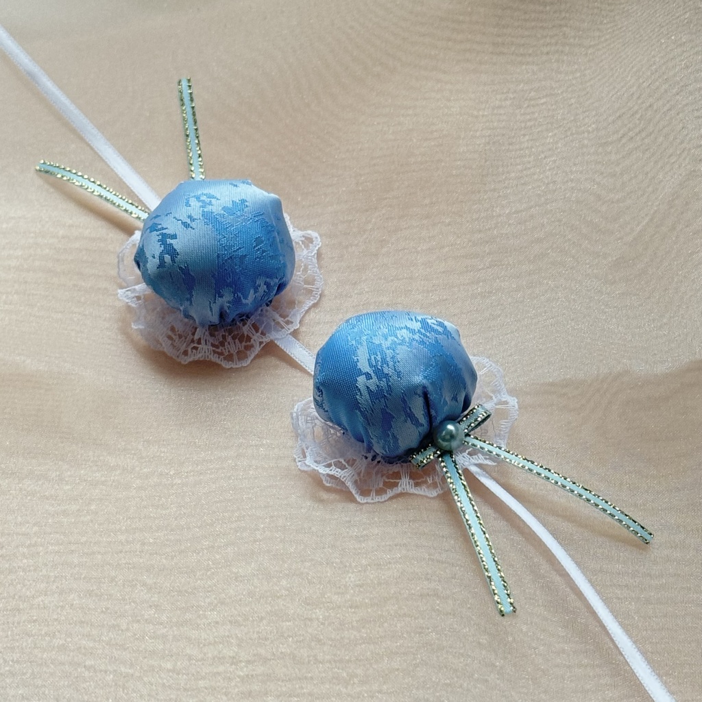 ぬい服ヘッドドレス チャイナヘッドドレス 【水色×ホワイト】