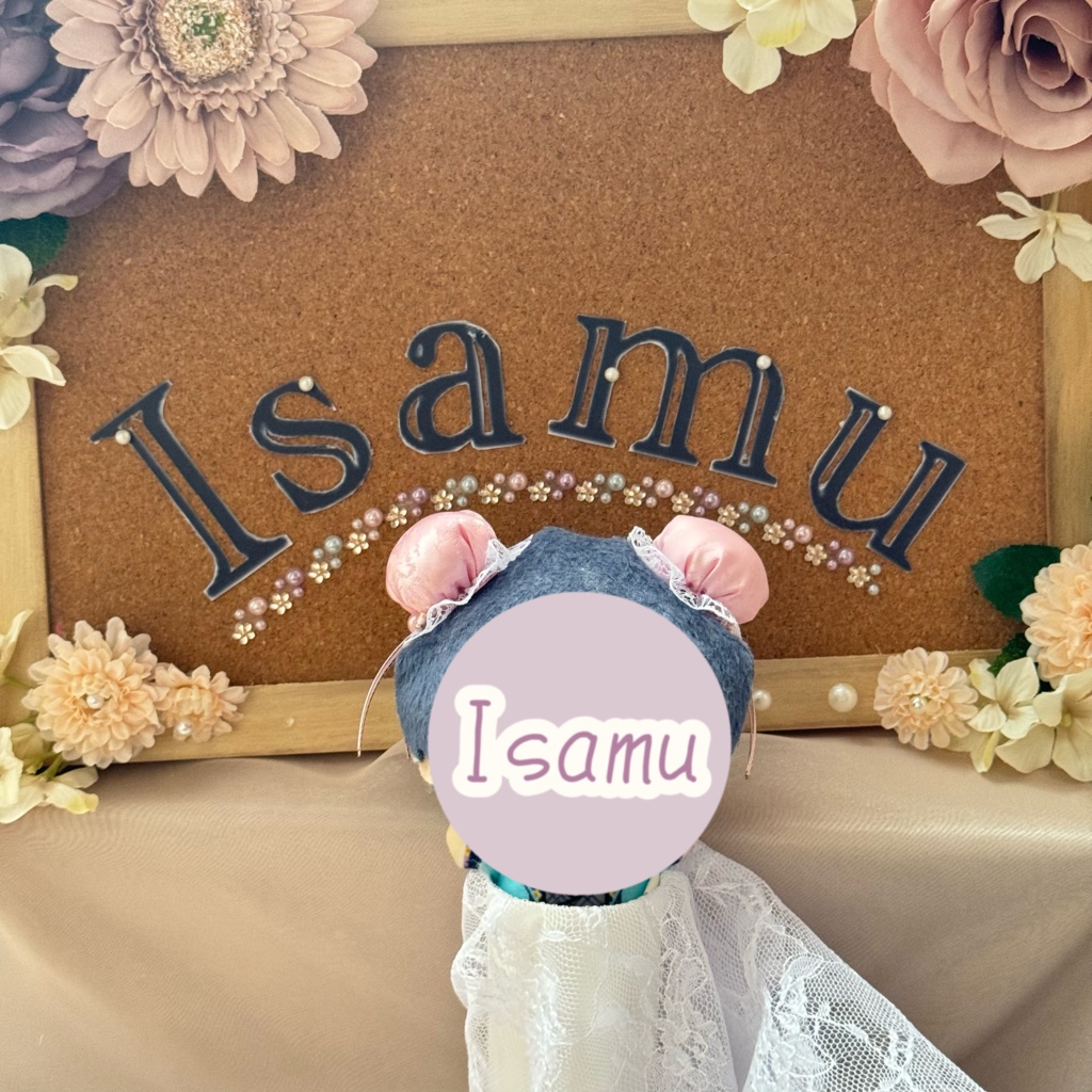 ぬい服ヘッドドレス チャイナヘッドドレス 【ピンク×ホワイト】