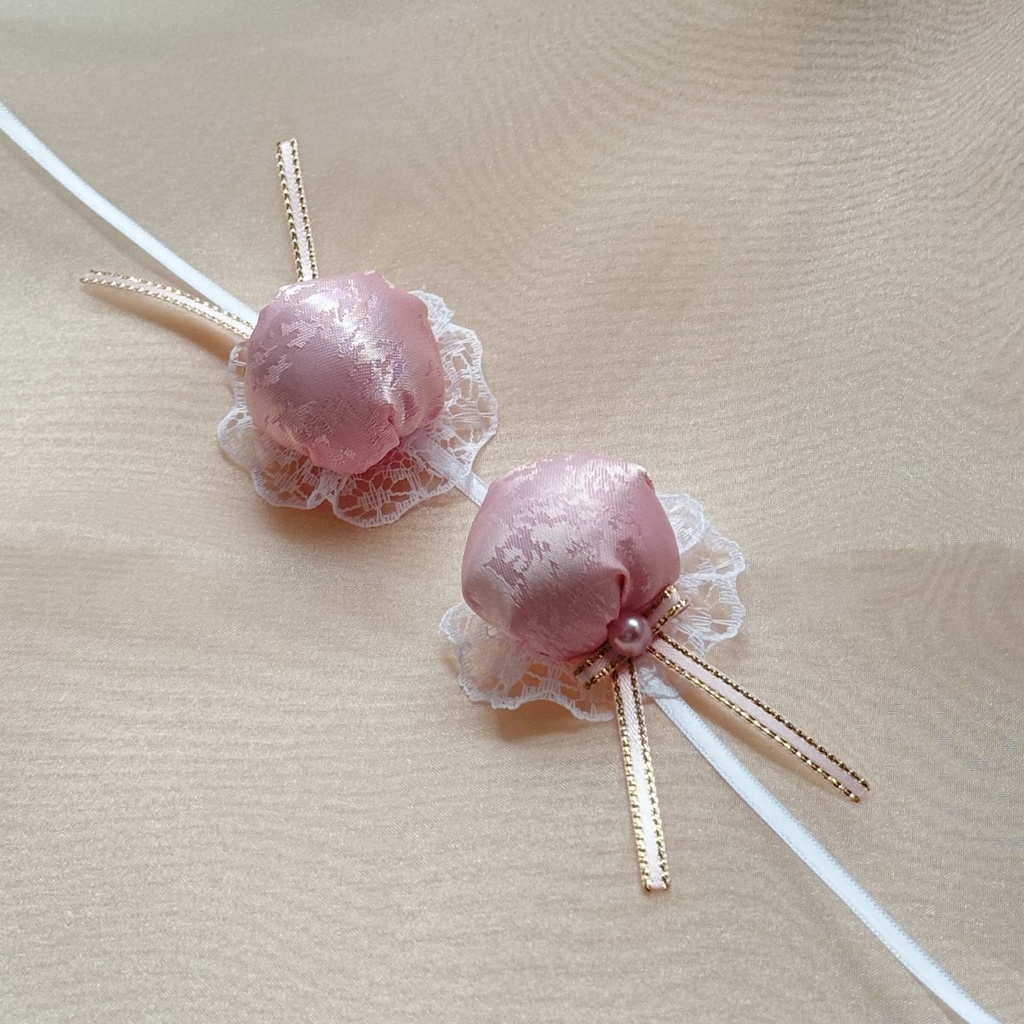 ぬい服ヘッドドレス チャイナヘッドドレス 【ピンク×ホワイト】