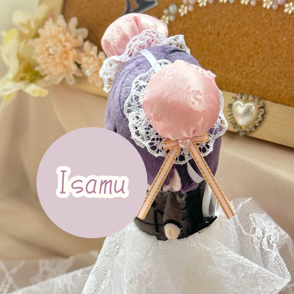 ぬい服ヘッドドレス チャイナヘッドドレス 【ピンク×ホワイト】