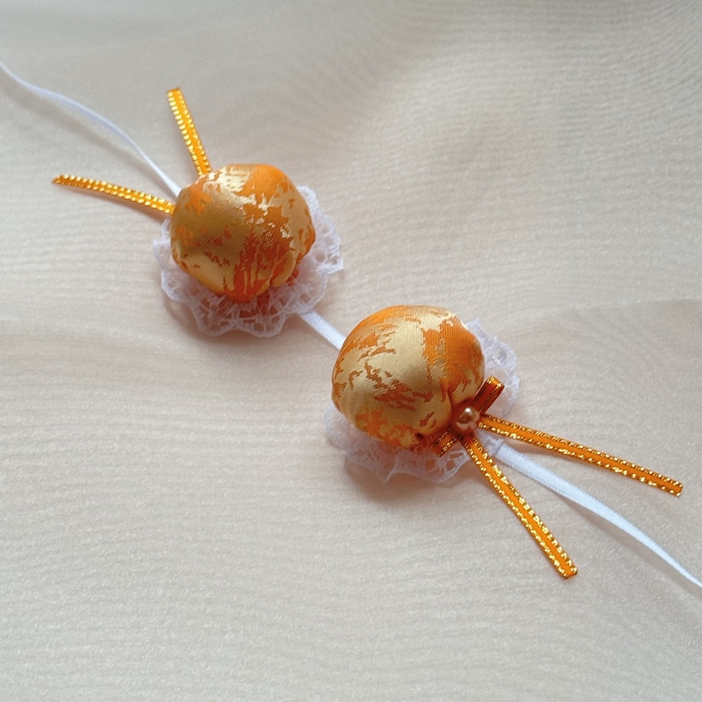 ぬい服ヘッドドレス チャイナヘッドドレス 【オレンジ×ホワイト】