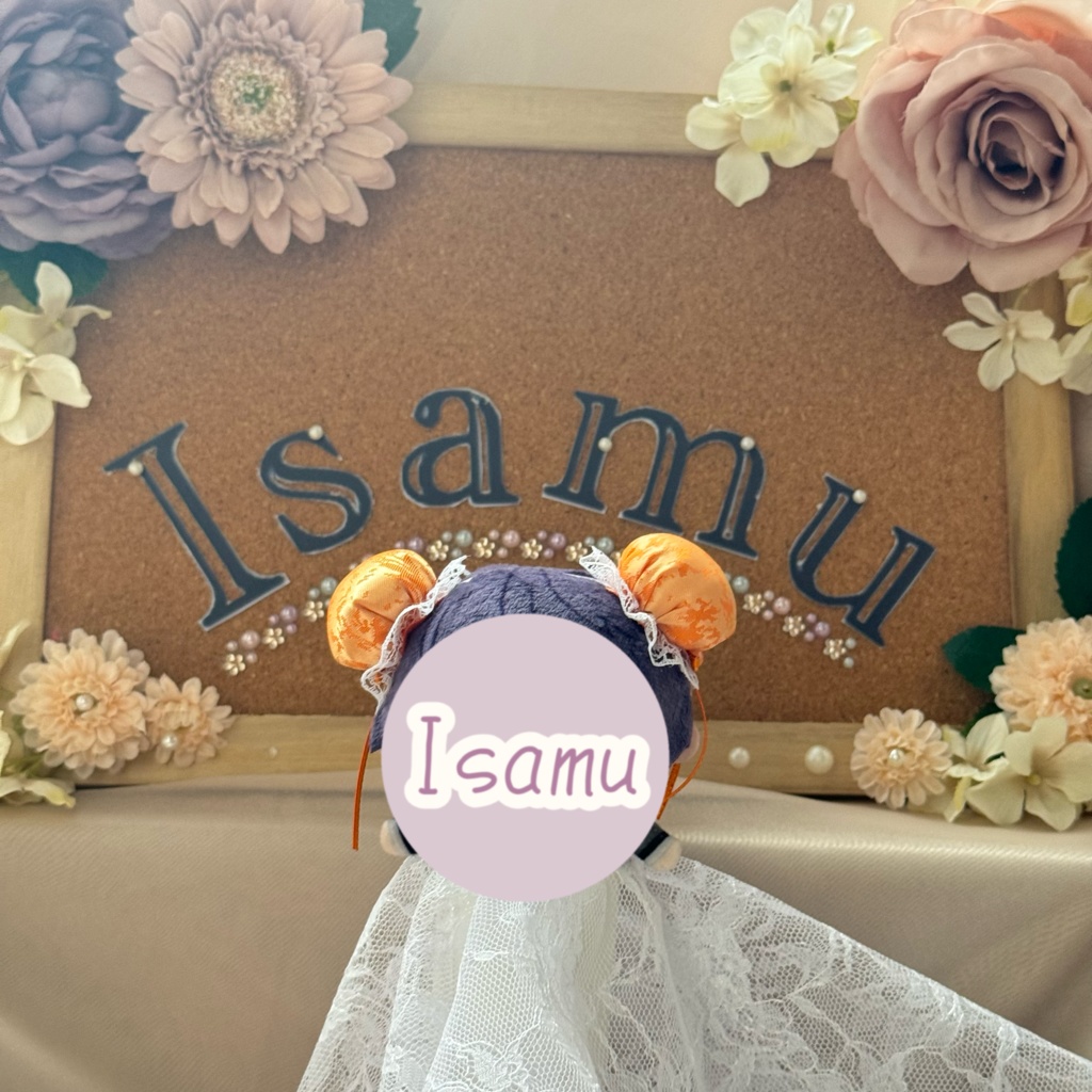 ぬい服ヘッドドレス チャイナヘッドドレス 【オレンジ×ホワイト】