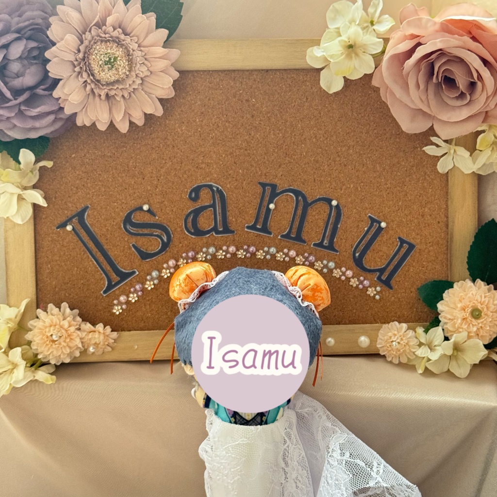 ぬい服ヘッドドレス チャイナヘッドドレス 【オレンジ×ホワイト】