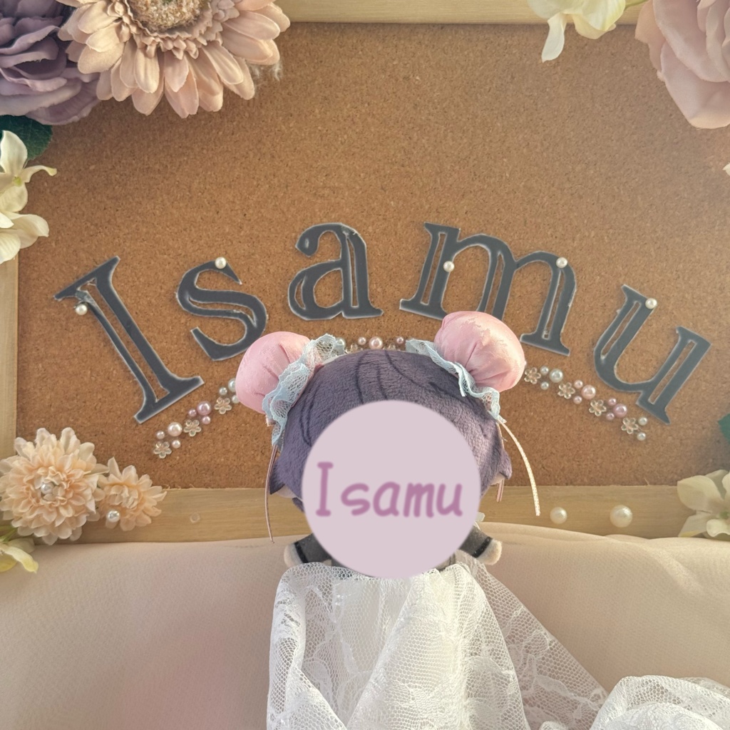 【再販】ぬい服ヘッドドレス チャイナヘッドドレス 【ピンク×水色】