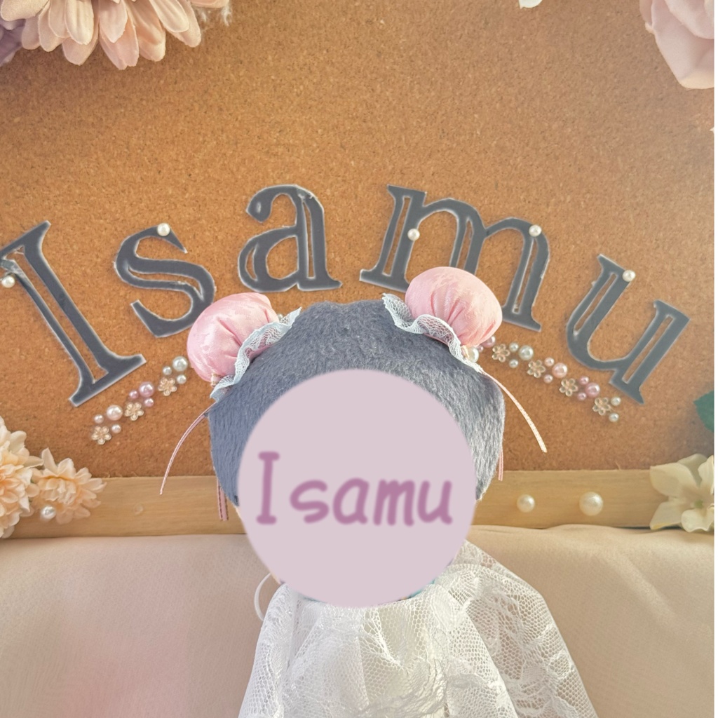 【再販】ぬい服ヘッドドレス チャイナヘッドドレス 【ピンク×水色】