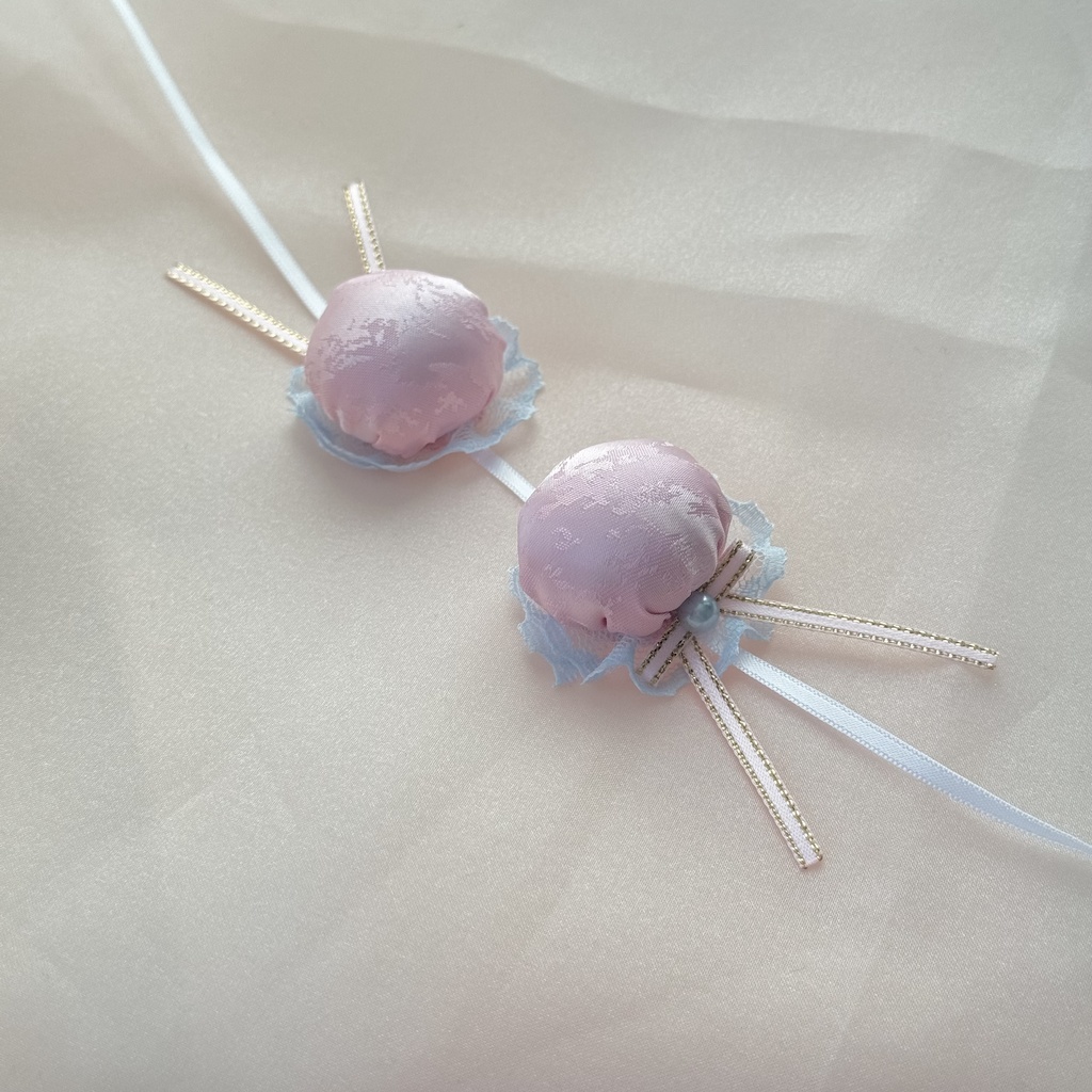 【再販】ぬい服ヘッドドレス チャイナヘッドドレス 【ピンク×水色】