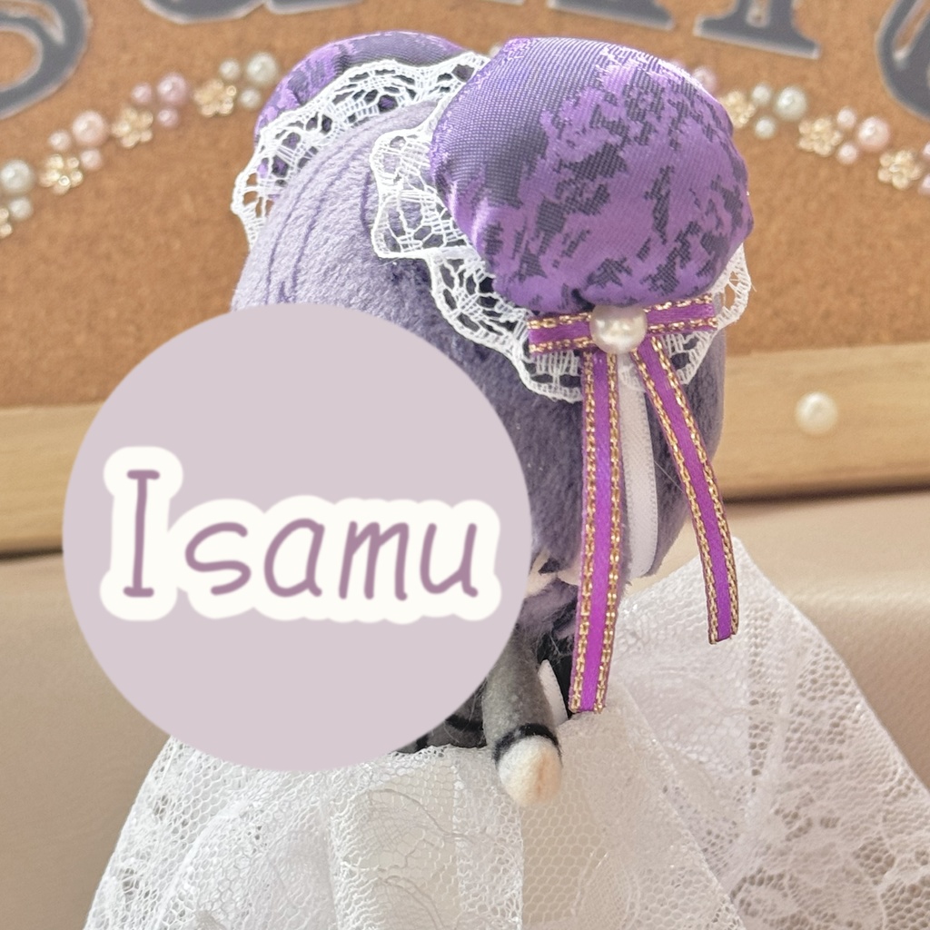 ぬい服ヘッドドレス チャイナヘッドドレス 【バイオレット×ホワイト②】