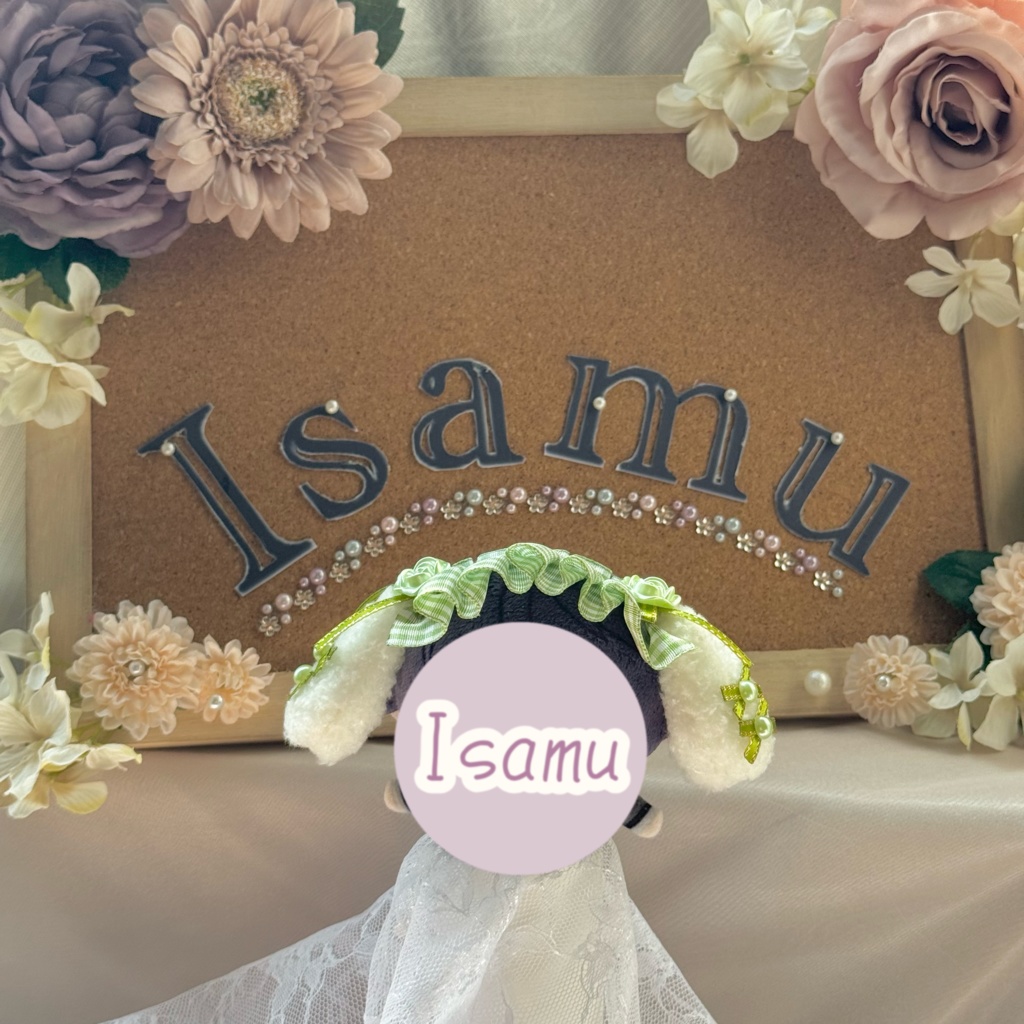 たれみみヘッドドレス ギンガムチェックグリーン