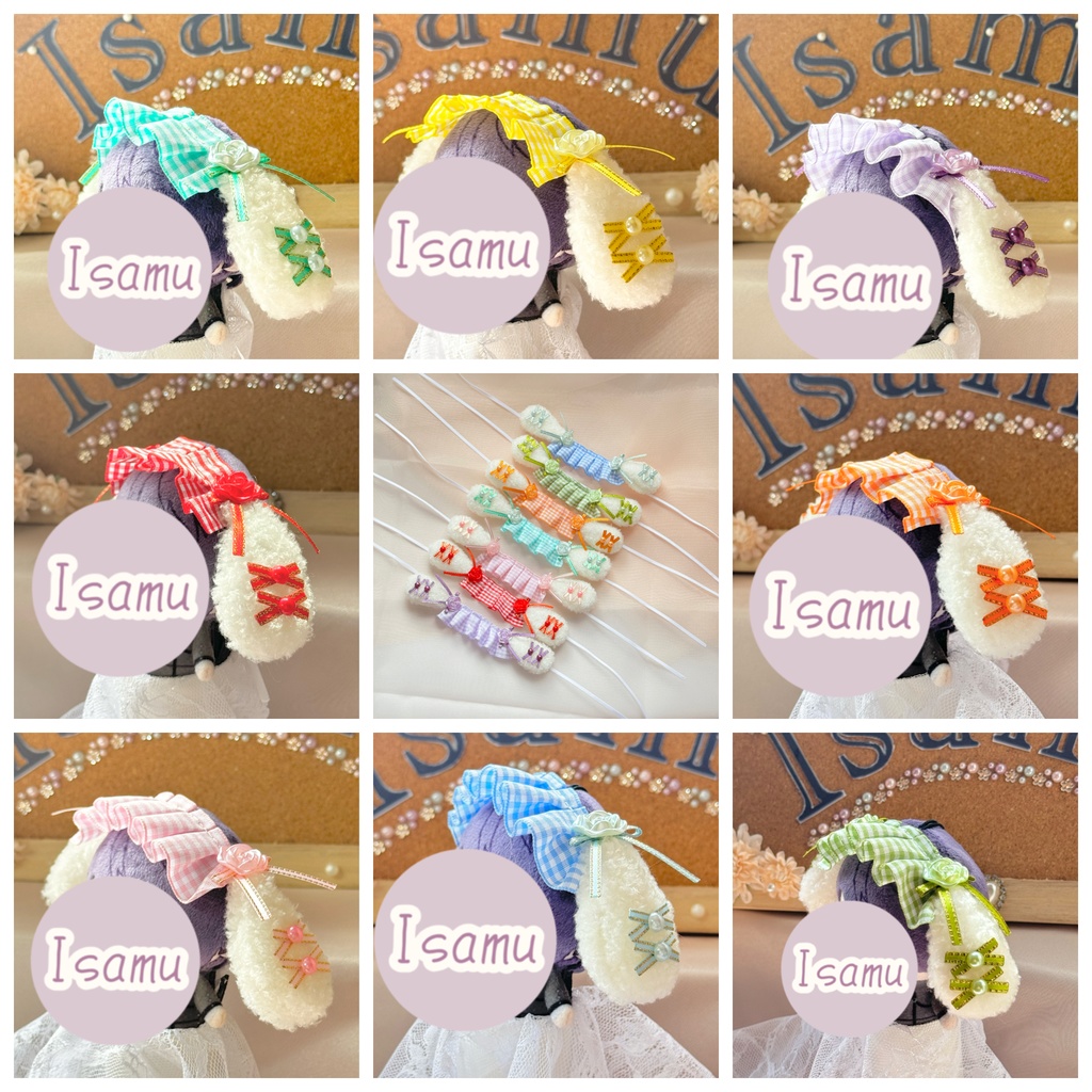 たれみみヘッドドレス ギンガムチェックグリーン