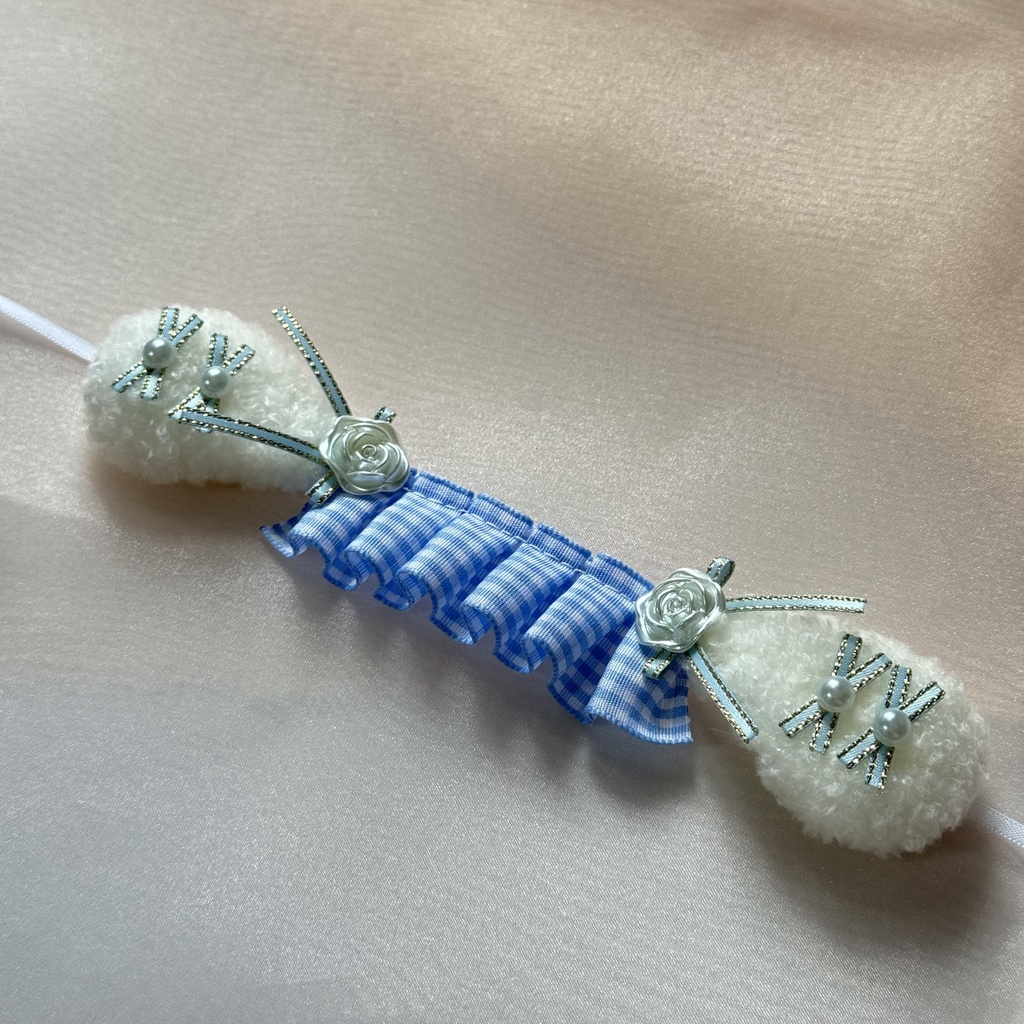 たれみみヘッドドレス ギンガムチェックブルー