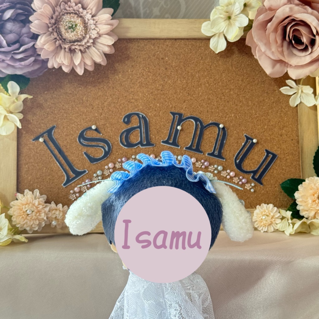 たれみみヘッドドレス ギンガムチェックブルー