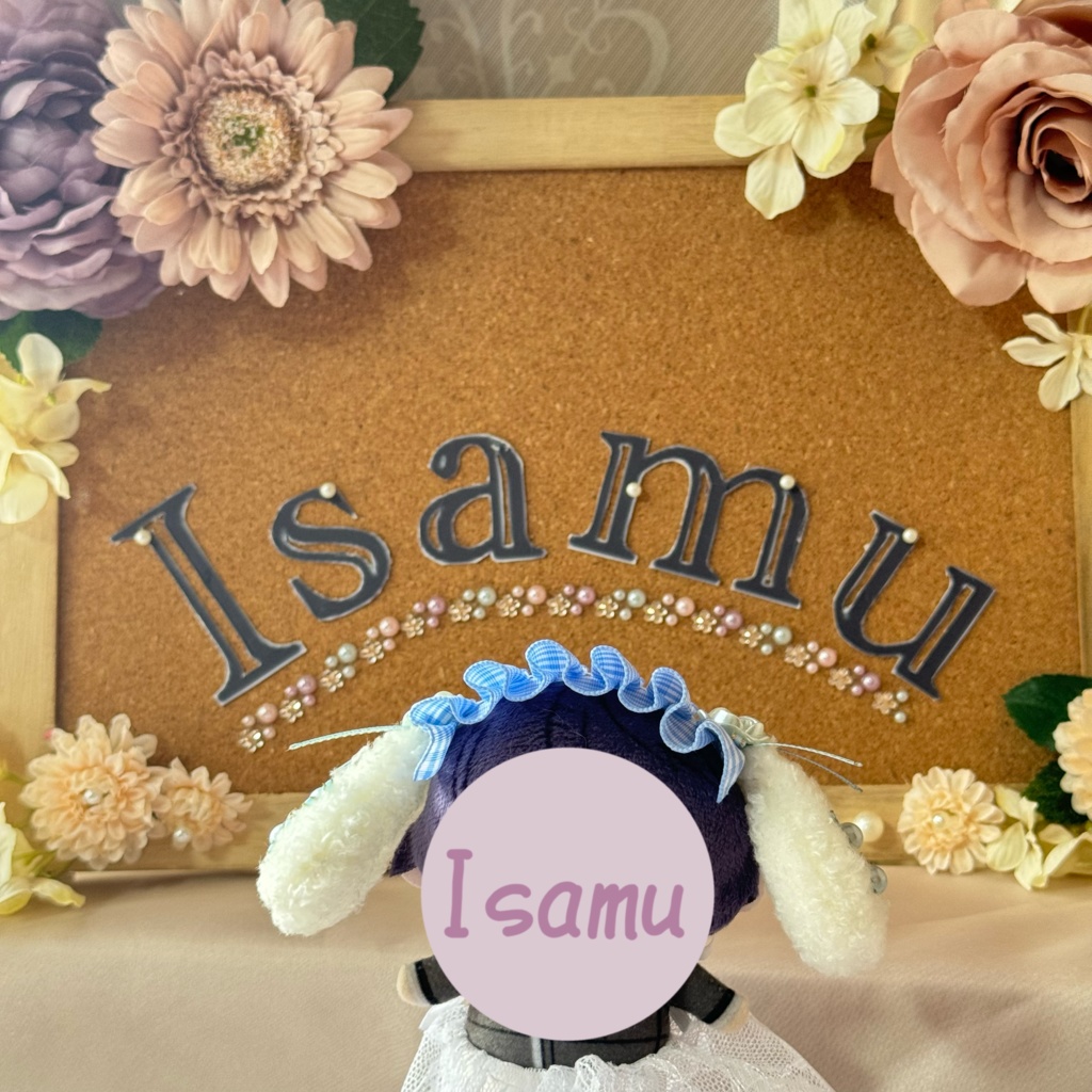 たれみみヘッドドレス ギンガムチェックブルー