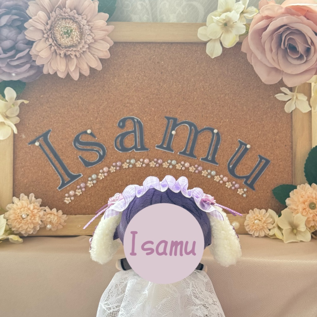 たれみみヘッドドレス ギンガムチェックラベンダー