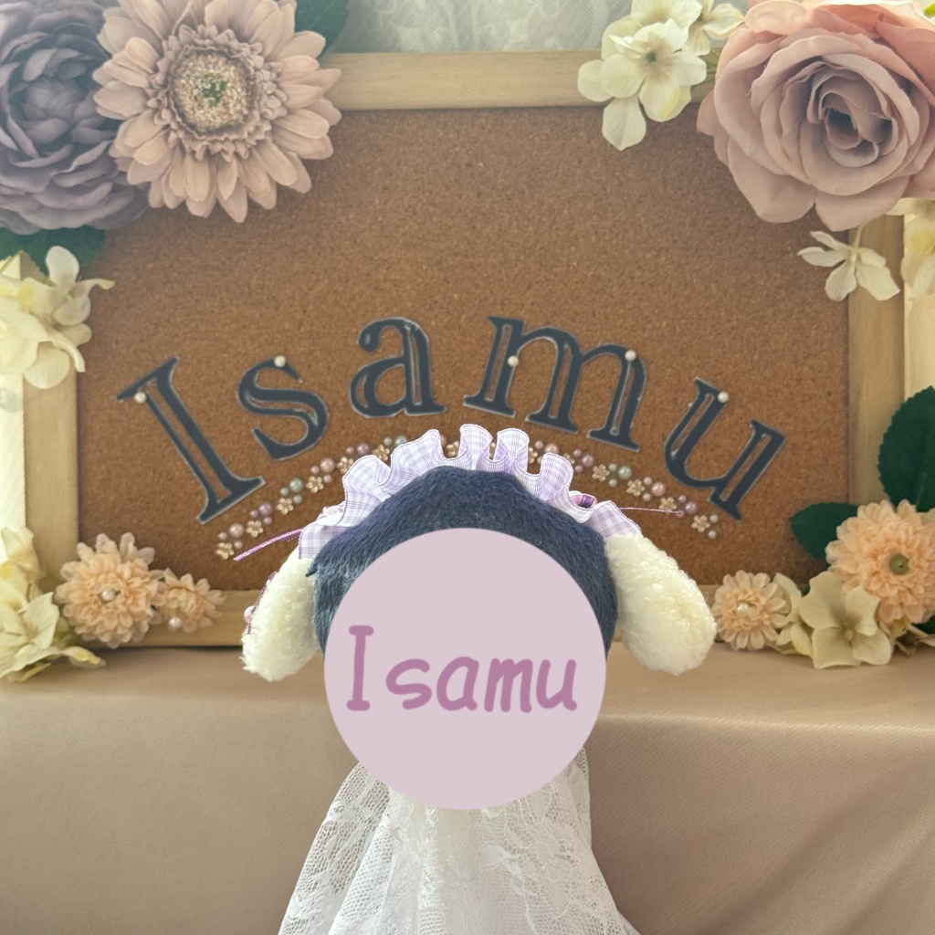 たれみみヘッドドレス ギンガムチェックラベンダー