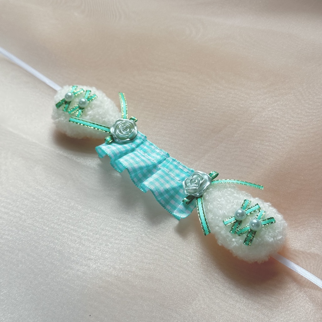 たれみみヘッドドレス ギンガムチェックミントグリーン