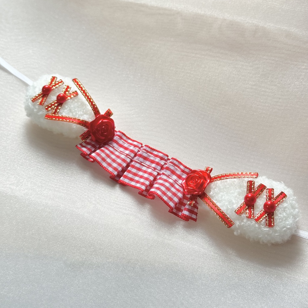 たれみみヘッドドレス ギンガムチェックレッド