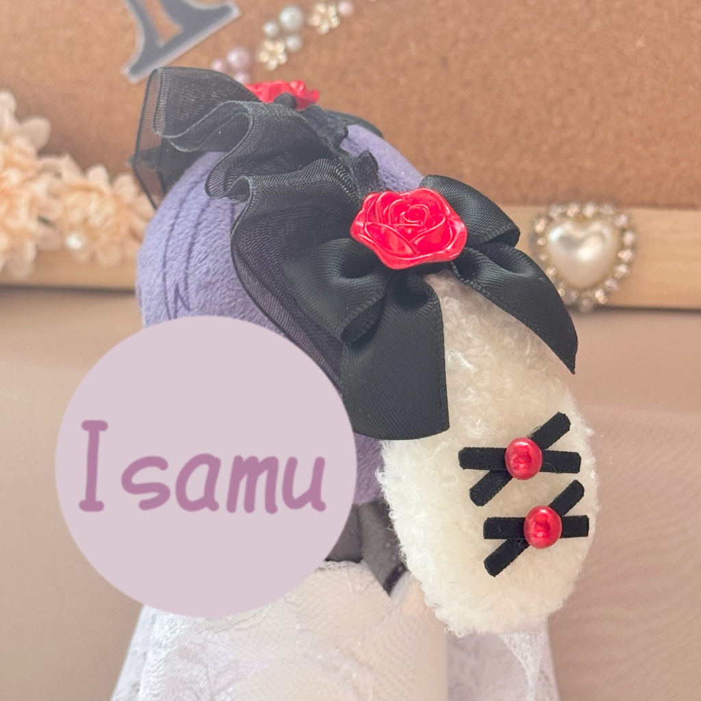 たれみみヘッドドレス BICリボン 【しふぉんブラック×レッド】
