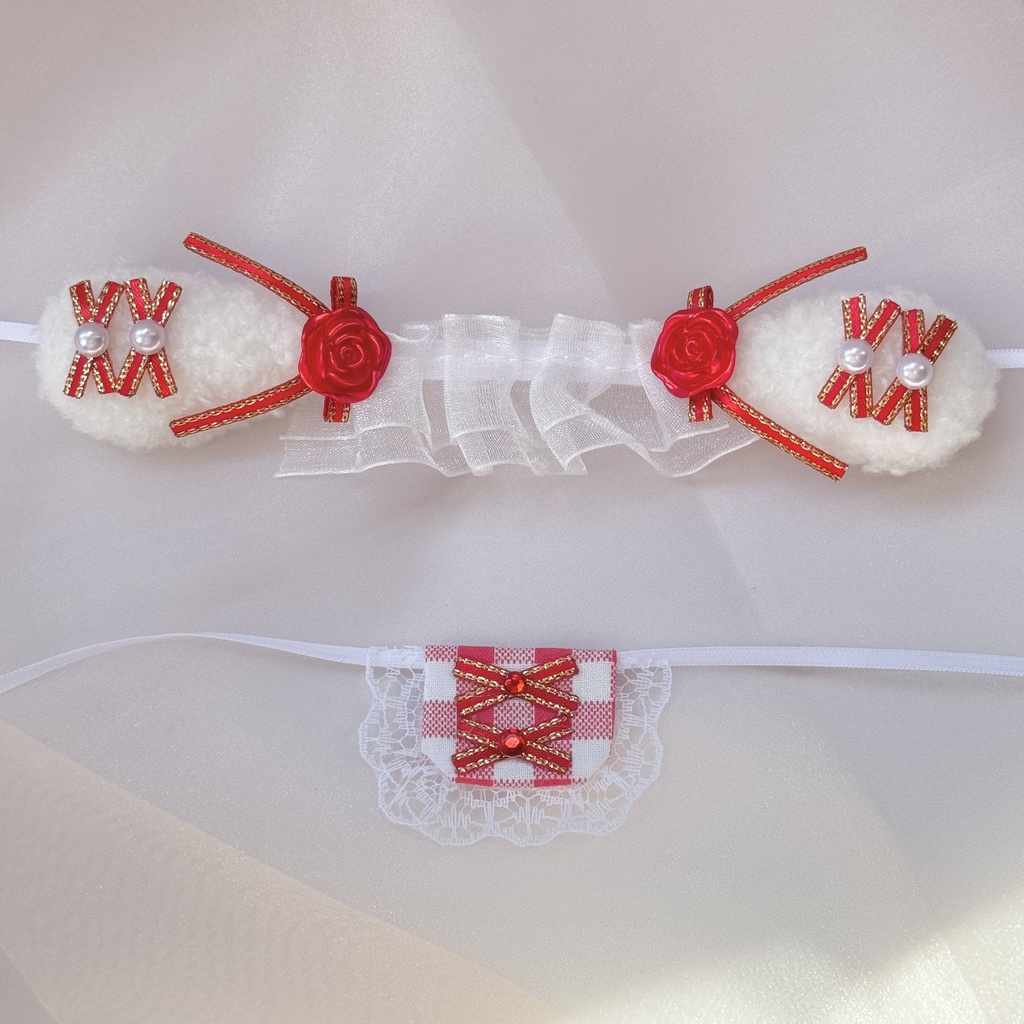 たれみみヘッドドレス&スタイ 【レッド】