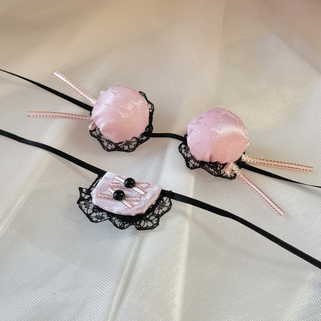 チャイナスタイ&ヘッドドレス 【ピンク×ブラック】