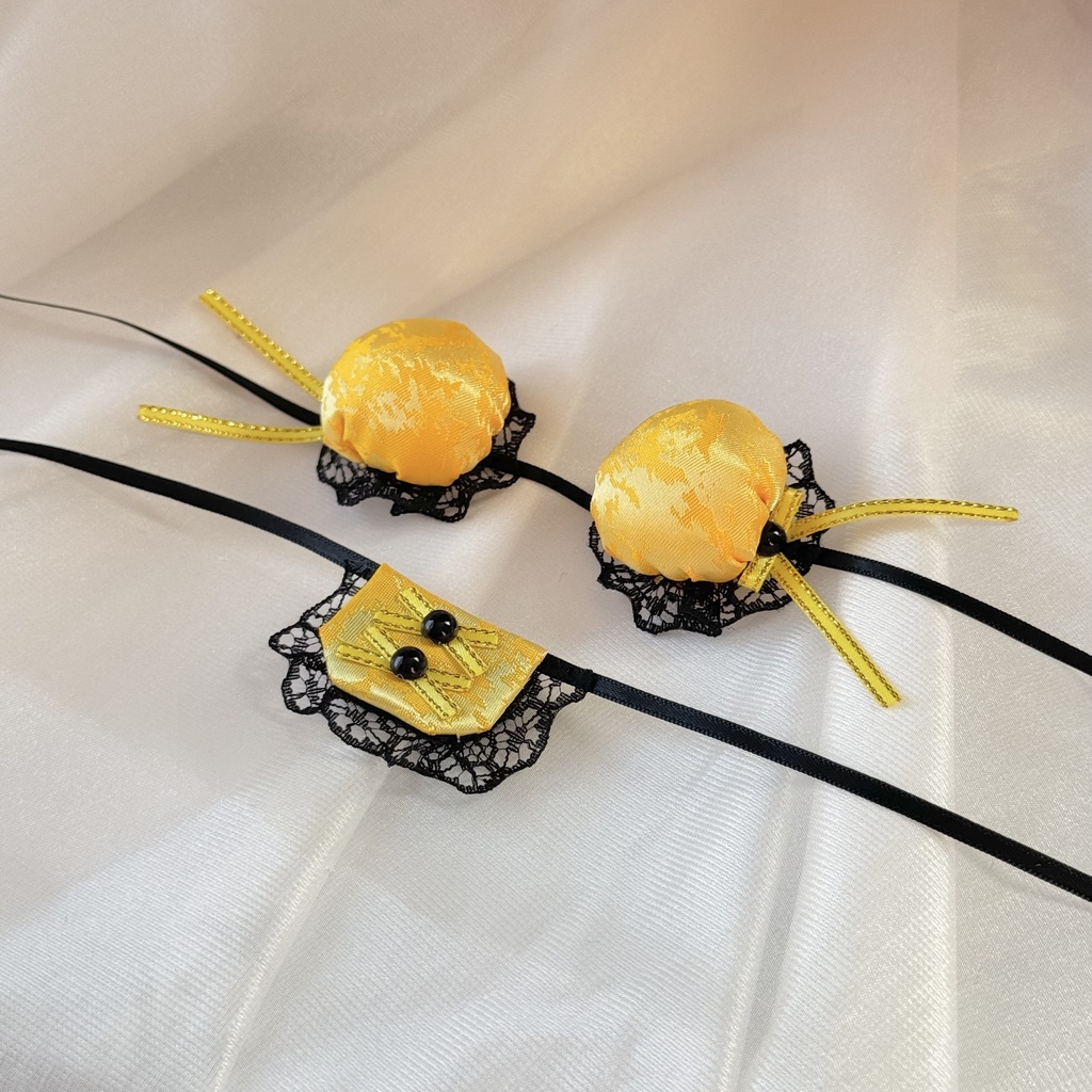 チャイナスタイ&ヘッドドレス 【イエロー×ブラック】