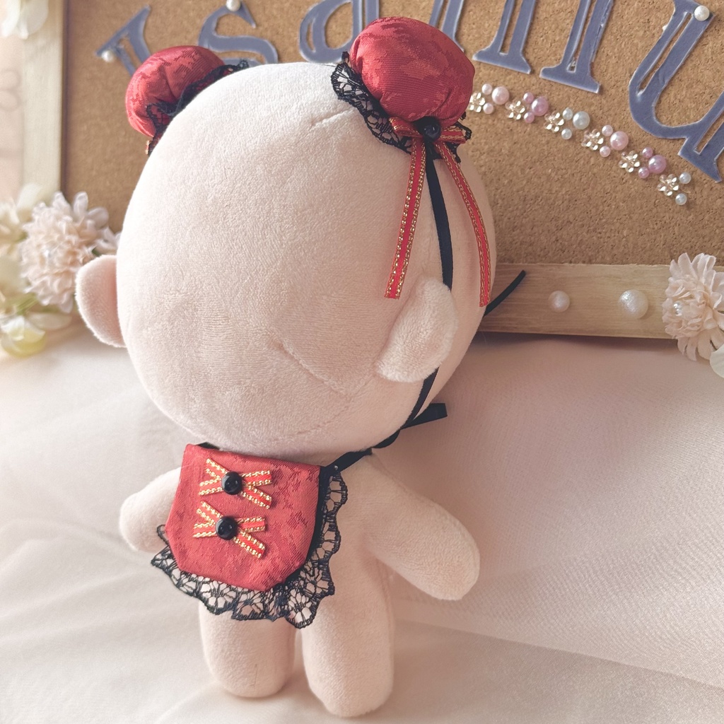 チャイナスタイ&ヘッドドレス 【トールサイズ:レッド×ブラック】