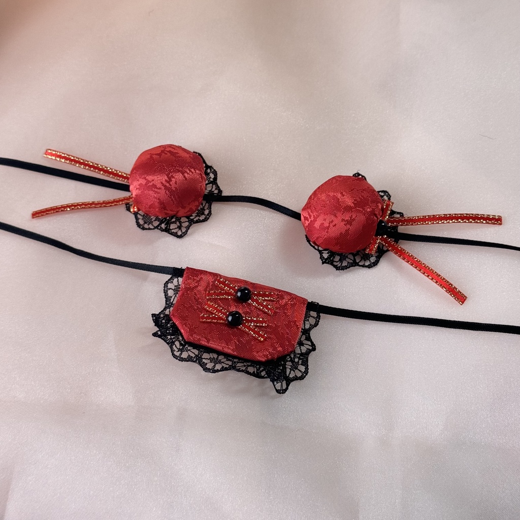 チャイナスタイ&ヘッドドレス 【トールサイズ:レッド×ブラック】