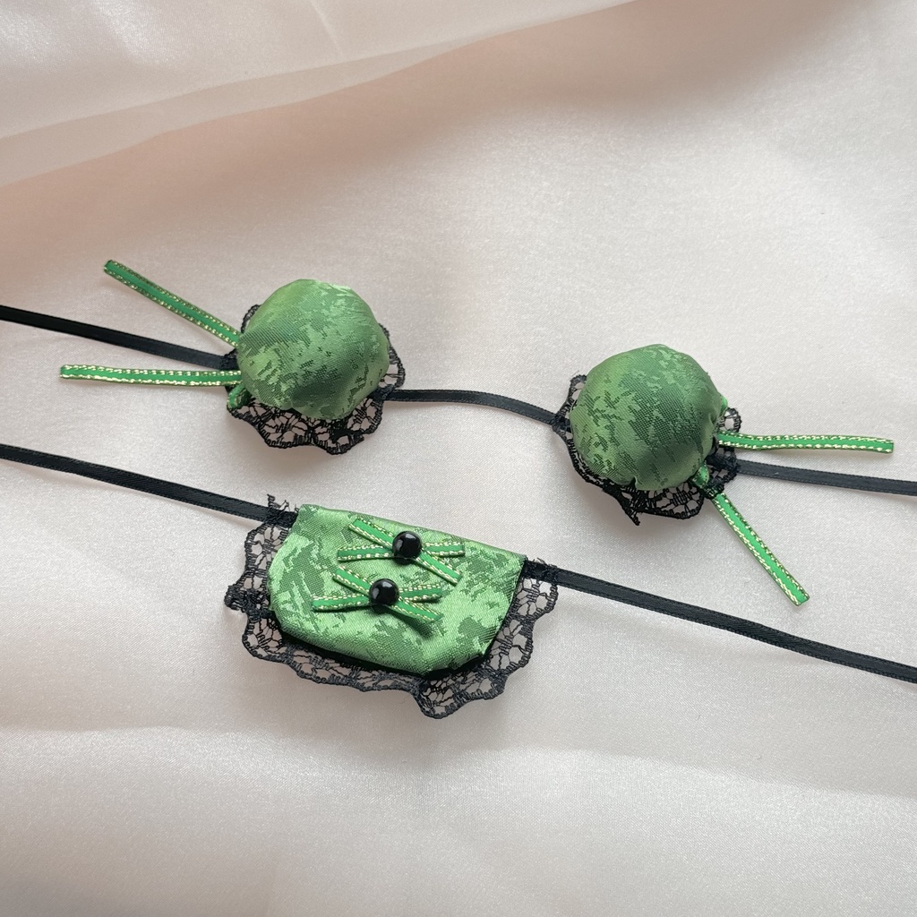 チャイナスタイ&ヘッドドレス 【トールサイズ:グリーン×ブラック】