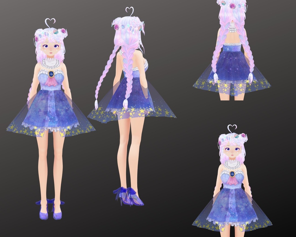 Hana- 3D ギャラクシーキャラクター VRM Galaxy Girl VRM Model - CatArtistry🐾🐱 - 3/3