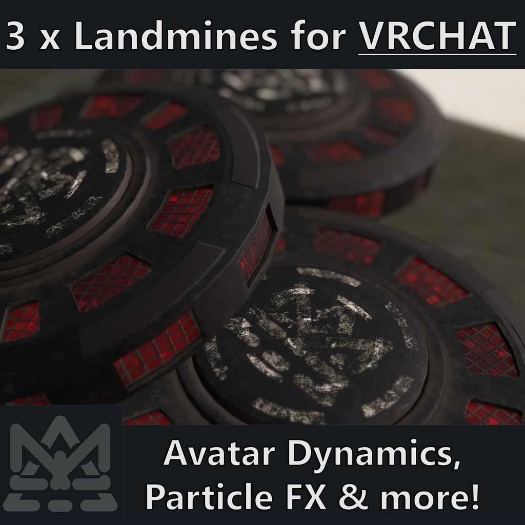 Landmine Pack w/ Avatar Dynamics for VRChat - [VRチャット, アバターダイナミクス, 武器, 爆弾, ミリタリー, 爆発的な]