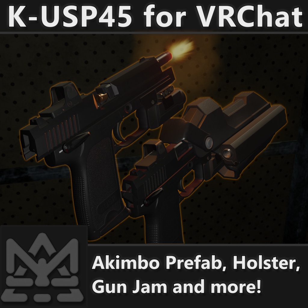 K-USP45 for VRChat [Akimbo, Handgun, Holster, Weapon Military]