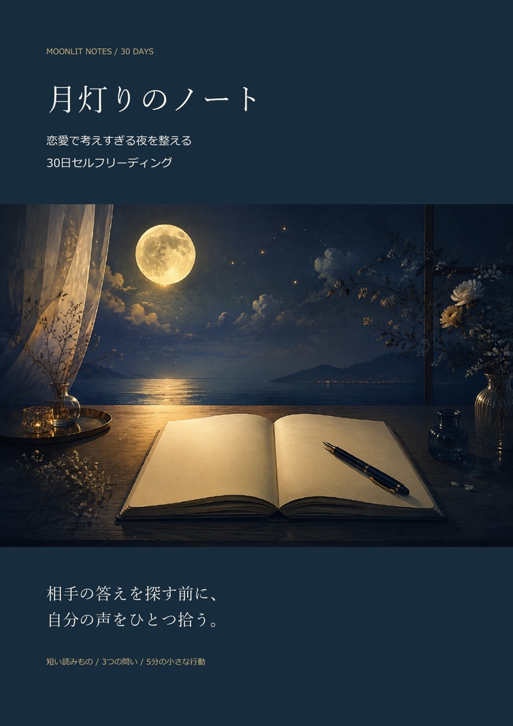 月灯りのノート|恋愛で考えすぎる夜を整える30日セルフリーディング【PDF】