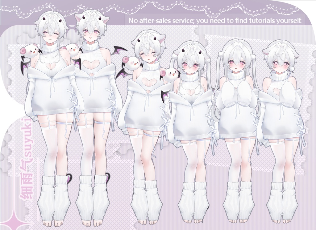 【Live2D Model/Generic Model】White-haired Demon Kitten / Dark Skin / Gender-Fluid (Unisex) / Couple / Sibling Dual Voice Lines / Arcane Magic Blade