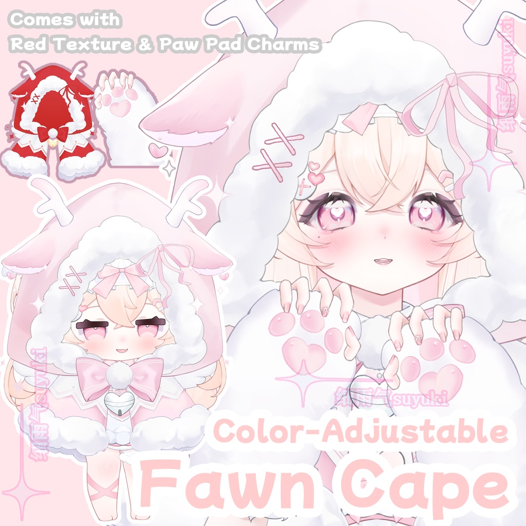 【Live2D Assets/VTuber向け】 Fawn Cape & Paw Pad Charms