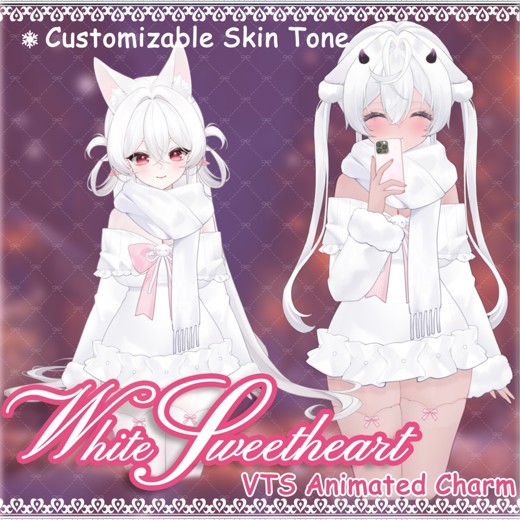 【Live2D Assets/VTuber向け】White Valentine | Animated Live2D Attachment | Virtual Streamer | VUP | Streaming Assets | Dating | Winter | Christmas Eve | Scarf