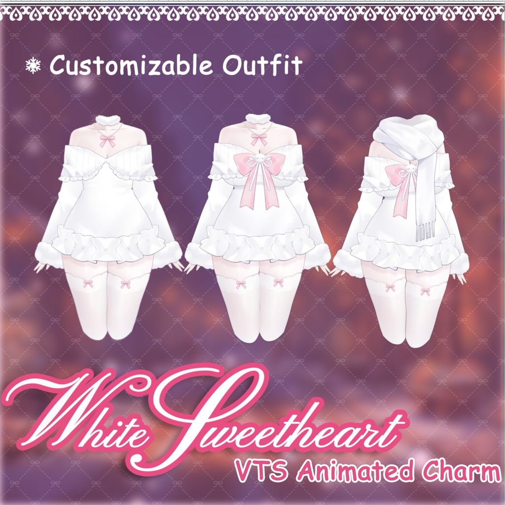 【Live2D Assets/VTuber向け】White Valentine | Animated Live2D Attachment | Virtual Streamer | VUP | Streaming Assets | Dating | Winter | Christmas Eve | Scarf