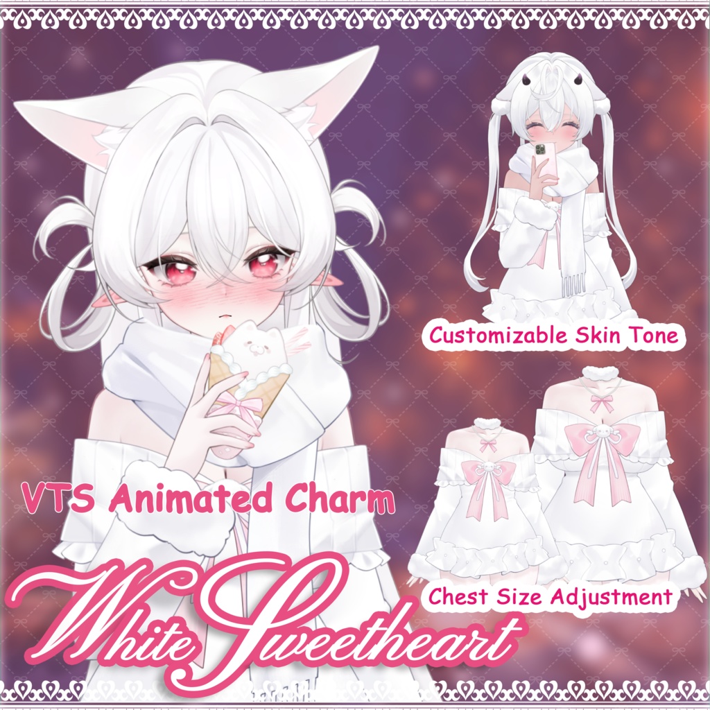 【Live2D Assets/VTuber向け】White Valentine | Animated Live2D Attachment | Virtual Streamer | VUP | Streaming Assets | Dating | Winter | Christmas Eve | Scarf