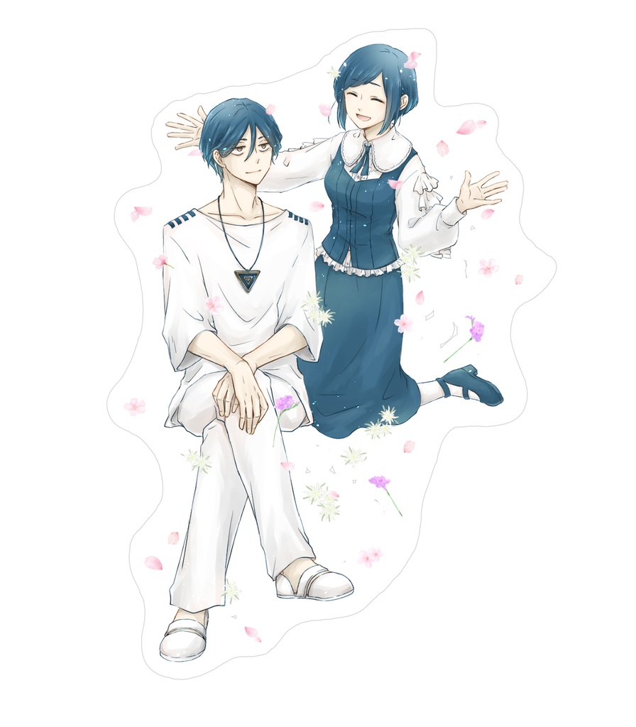 お花を降らせる廻あざおすわりアクスタ