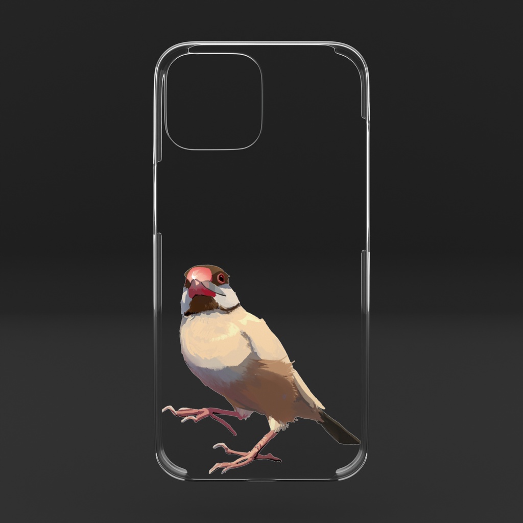 【クリアiPhoneケース】ひょっこり文鳥