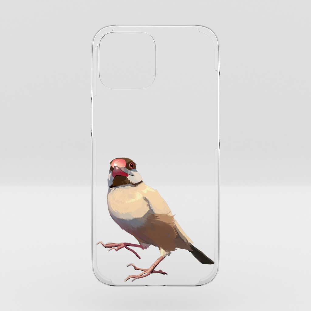 【クリアiPhoneケース】ひょっこり文鳥