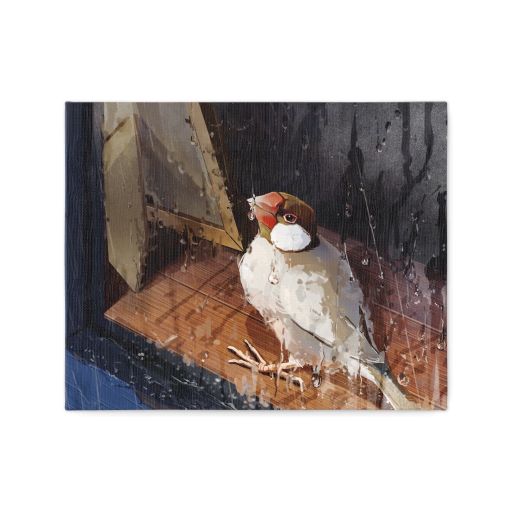 【キャンバスアート】雨と文鳥