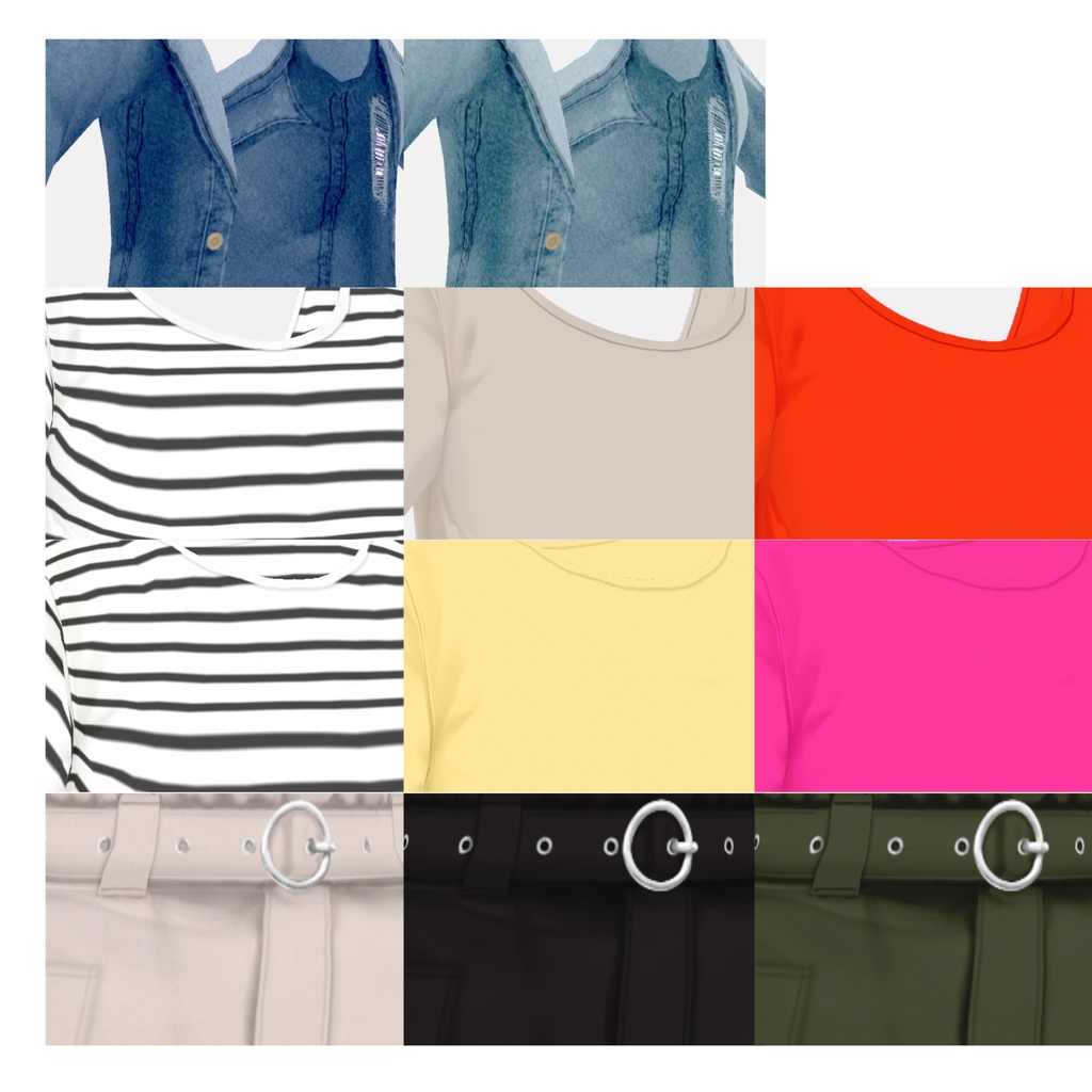 【VRoid】デニムジャケットセット Women's Summer Clothing 2022SS