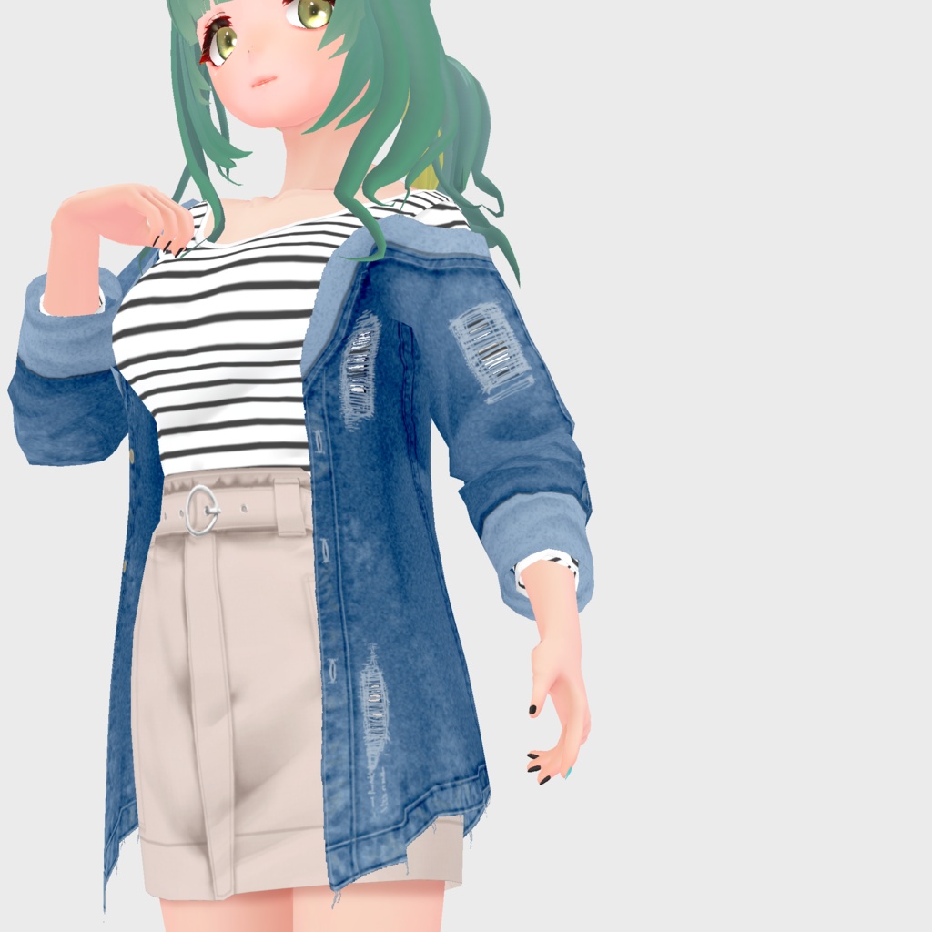 【VRoid】デニムジャケットセット Women's Summer Clothing 2022SS
