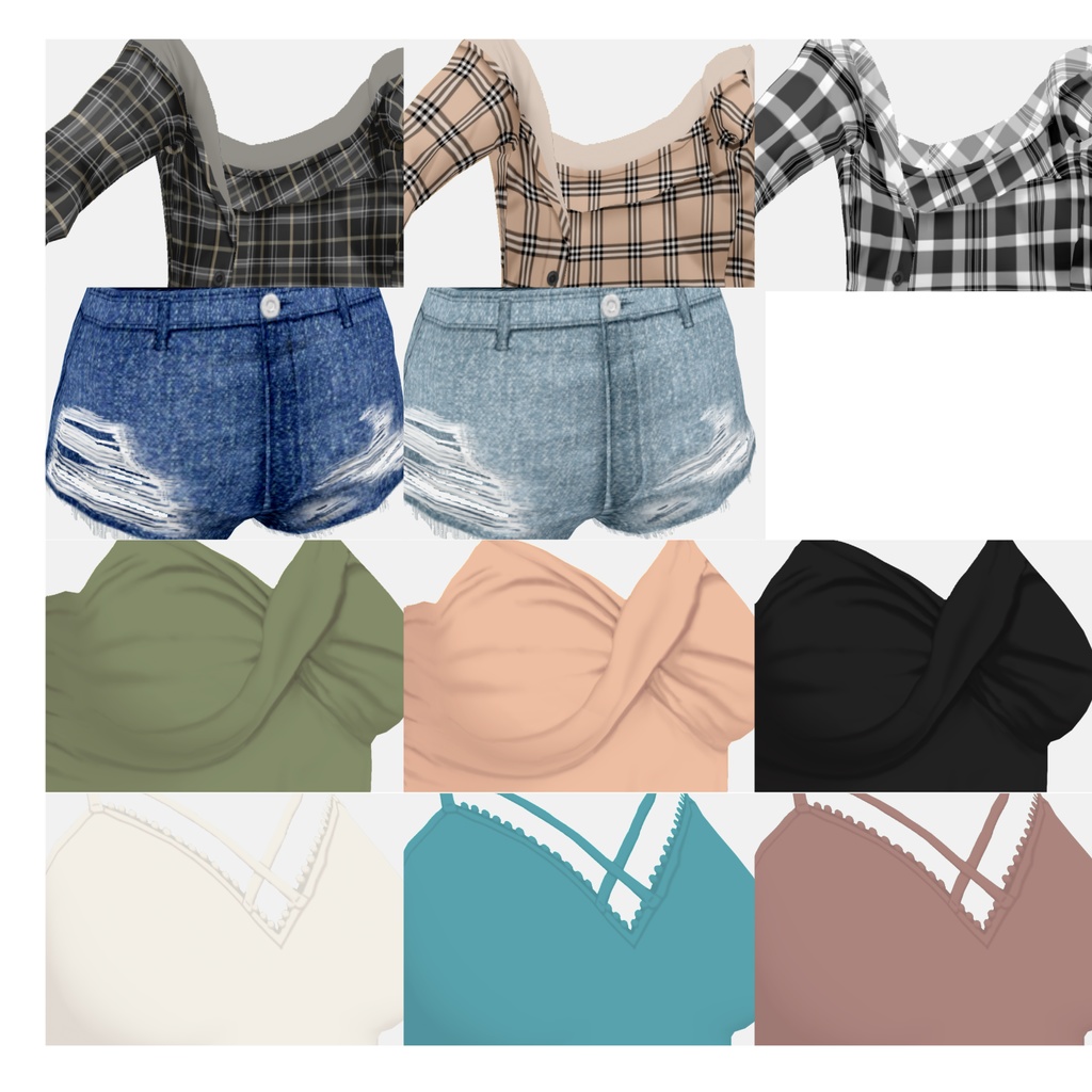 【VRoid】着崩しシャツセット Women's Summer Clothing 2022SS