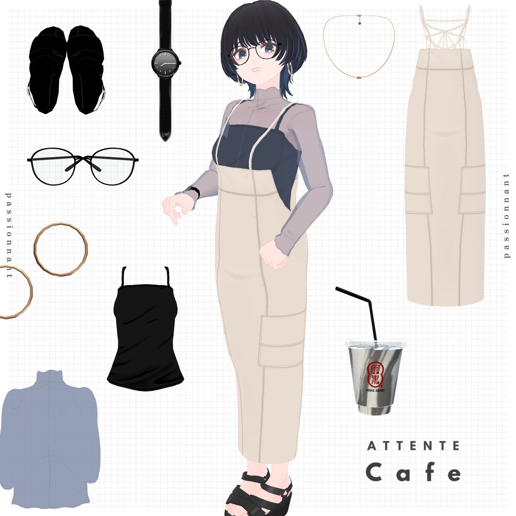 【VRoid】attente.Cafeset Women's Summer Clothing 2023SS