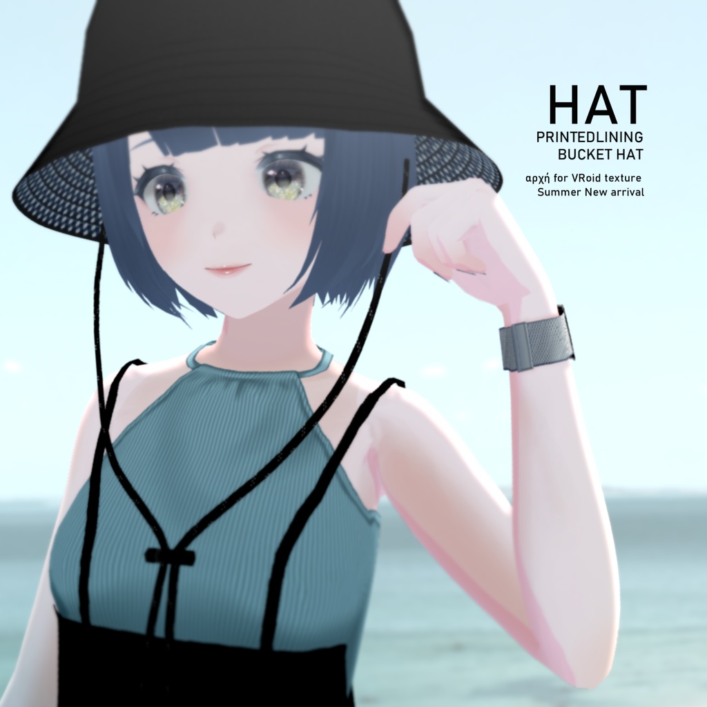 【VRoid】裏地プリントバケットハット printed lining bucket hat