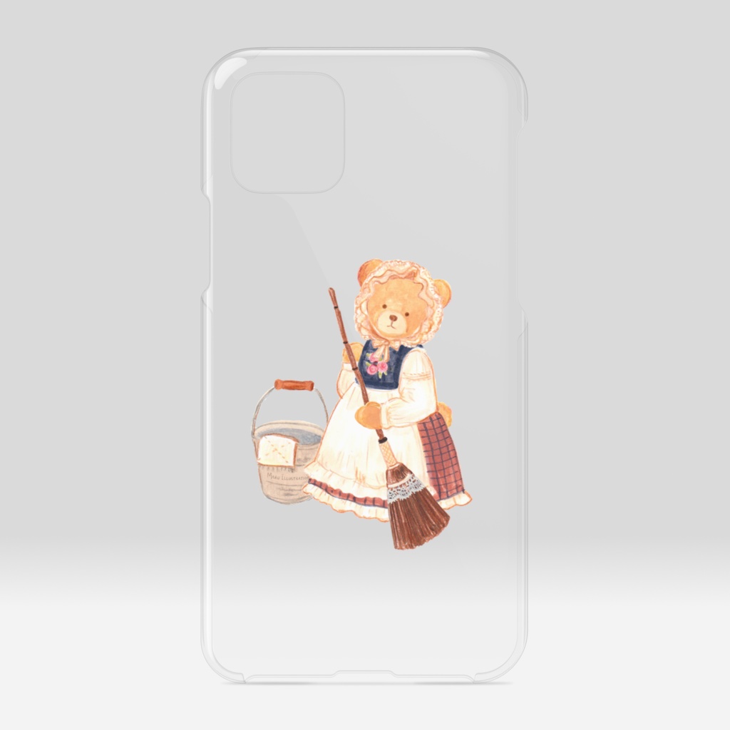 お掃除くまのクリアiPhoneケース