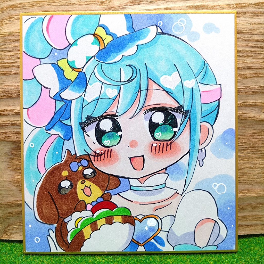 デリシャスパーティプリキュア キュアヤムヤム キュアスパイシー 手描き色紙